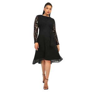 NWT Boohoo Occasion Black Floaty Lace A-Line Dress Size 240